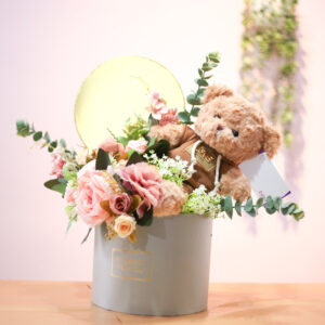 Thank you MOM teddy bear with flowers box